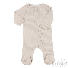 SS4600-BI-36: Biscuit Ribbed Sleepsuit (3-6 Months)